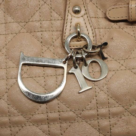 Christian Dior Lady Dior Canage Hand Bag Coated Canvas Cream Vanilla Auth yb647 - Picture 15 of 16